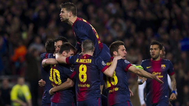 O Barcelona conseguiu reverter uma boa vantagem do Milan no Camp Nou. Messi, decisivo, fez dois (Foto: FCBarcelona.com)