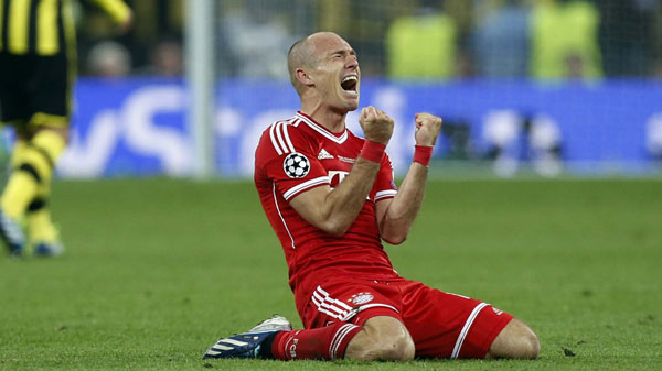 Robben comemora t&iacute;tulo do Bayern de Munique (Cr&eacute;dito: AP Photo/Matt Dunham)