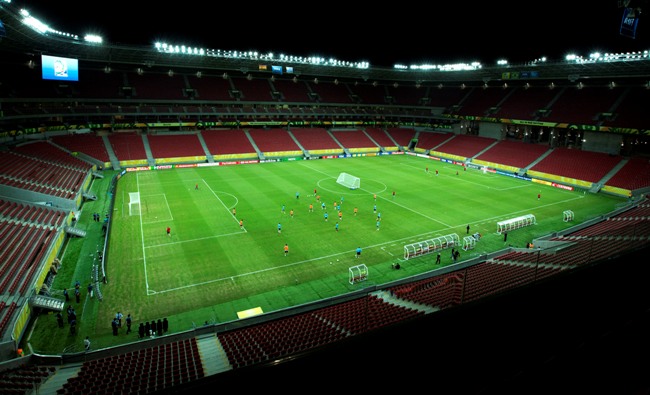 Vis&atilde;o interna da Arena Pernambuco (AP Photo/Victor R. Caivano)