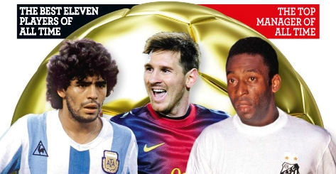 Revista elege sele&ccedil;&atilde;o da hist&oacute;ria e Maradona fica &agrave; frente de Pel&eacute;