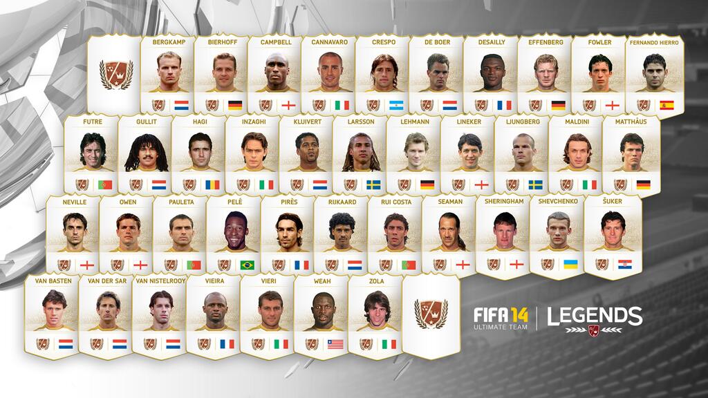 Lendas do Fifa para o modo Ultimate Team do Xbox 360 e Xbox One (Cr&eacute;dito: Divulga&ccedil;&atilde;o)