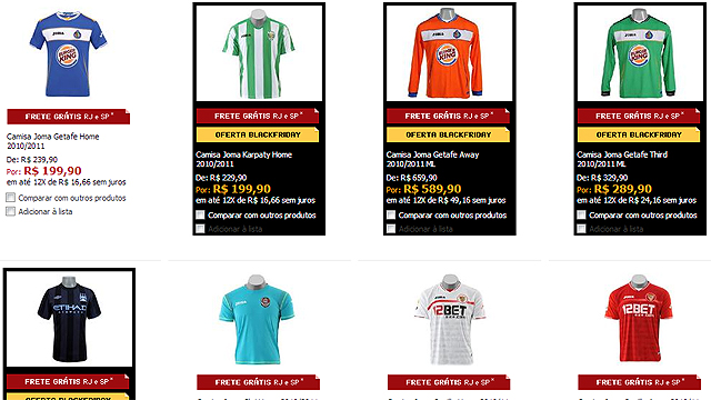 Camisas do Getafe, da mesma temporada, a pre&ccedil;os bem diferentes (Reprodu&ccedil;&atilde;o)