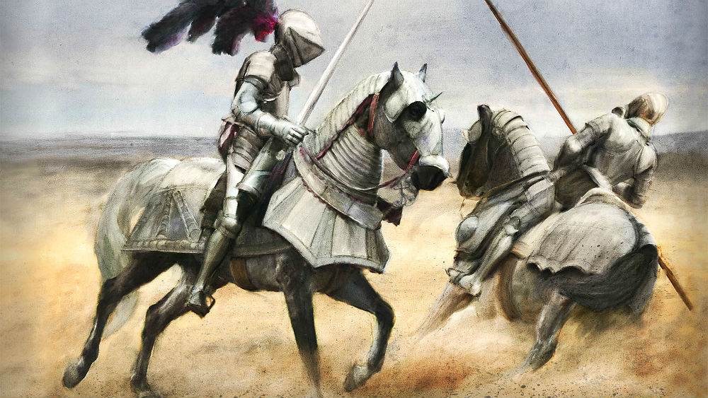 Duelo de cavaleiros medievais