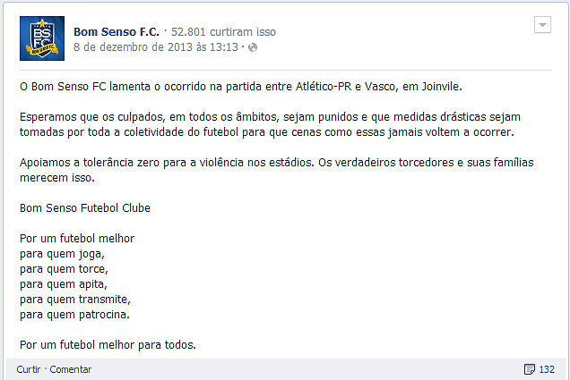 Comunicado do Bom Senso ap&oacute;s Atl&eacute;tico Paranaense x Vasco