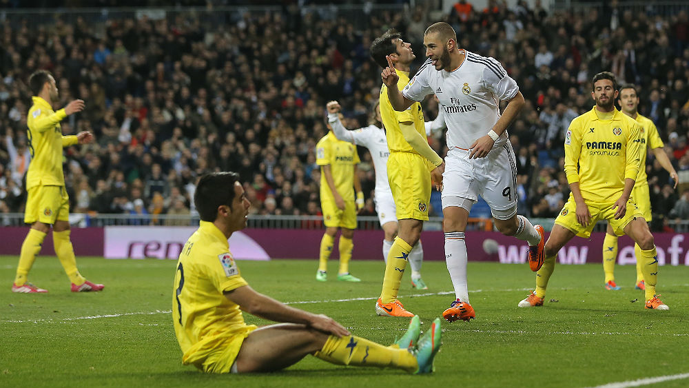 Benzema comemora gol contra o Villarreal (AP Photo/Andres Kudacki)