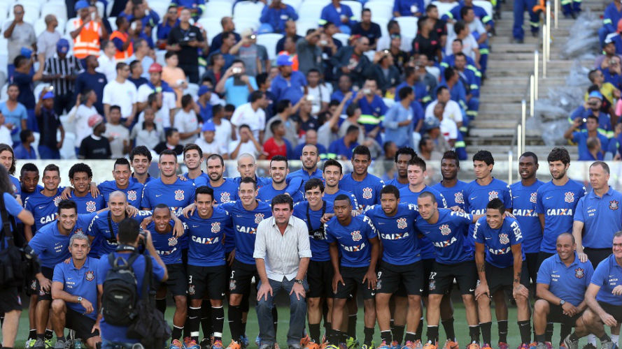 O Corinthians realizou o primeiro treino da hist&oacute;ria na sua nova casa