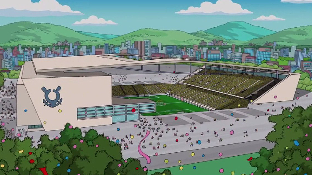 Arena Corinthians na vers&atilde;o Simpson (Reprodu&ccedil;&atilde;o)
