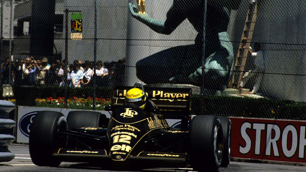 Ayrton Senna durante o GP dos Estados Unidos de 1986