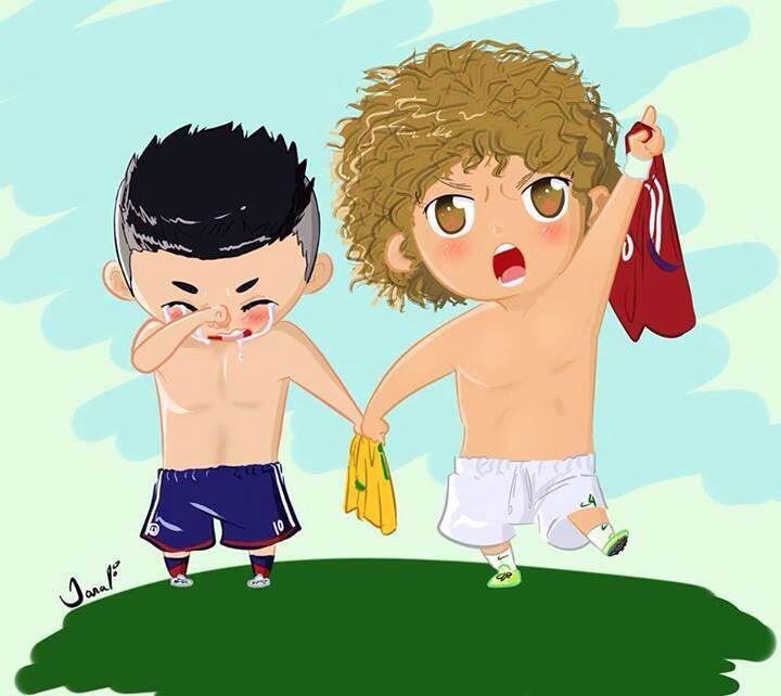 A reprodu&ccedil;&atilde;o da cena entre James e David Luiz