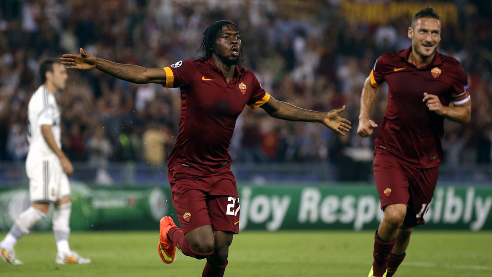 Gervinho e Totti foram destaques da Roma na estreia da Champions League (AP Photo/Alessandra Tarantino)