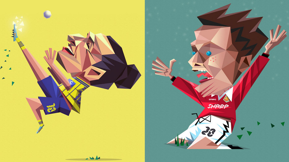 Desenhos de Ibrahimovic e Solskjaer