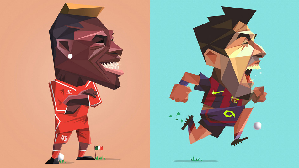 Desenhos de Balotelli e Su&aacute;rez