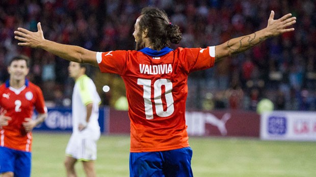 Vald&iacute;via foi o dono do jogo na goleada do Chile sobre a Venezulea
