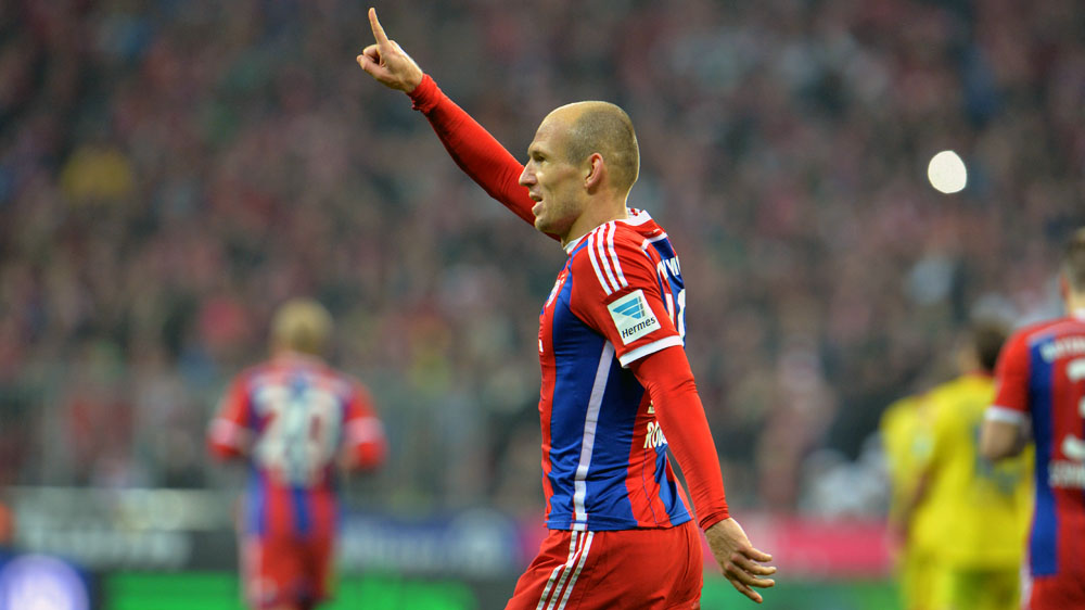 Arjen Robben, craque do Bayern de Munique (AP Photo/Kerstin Joensson)