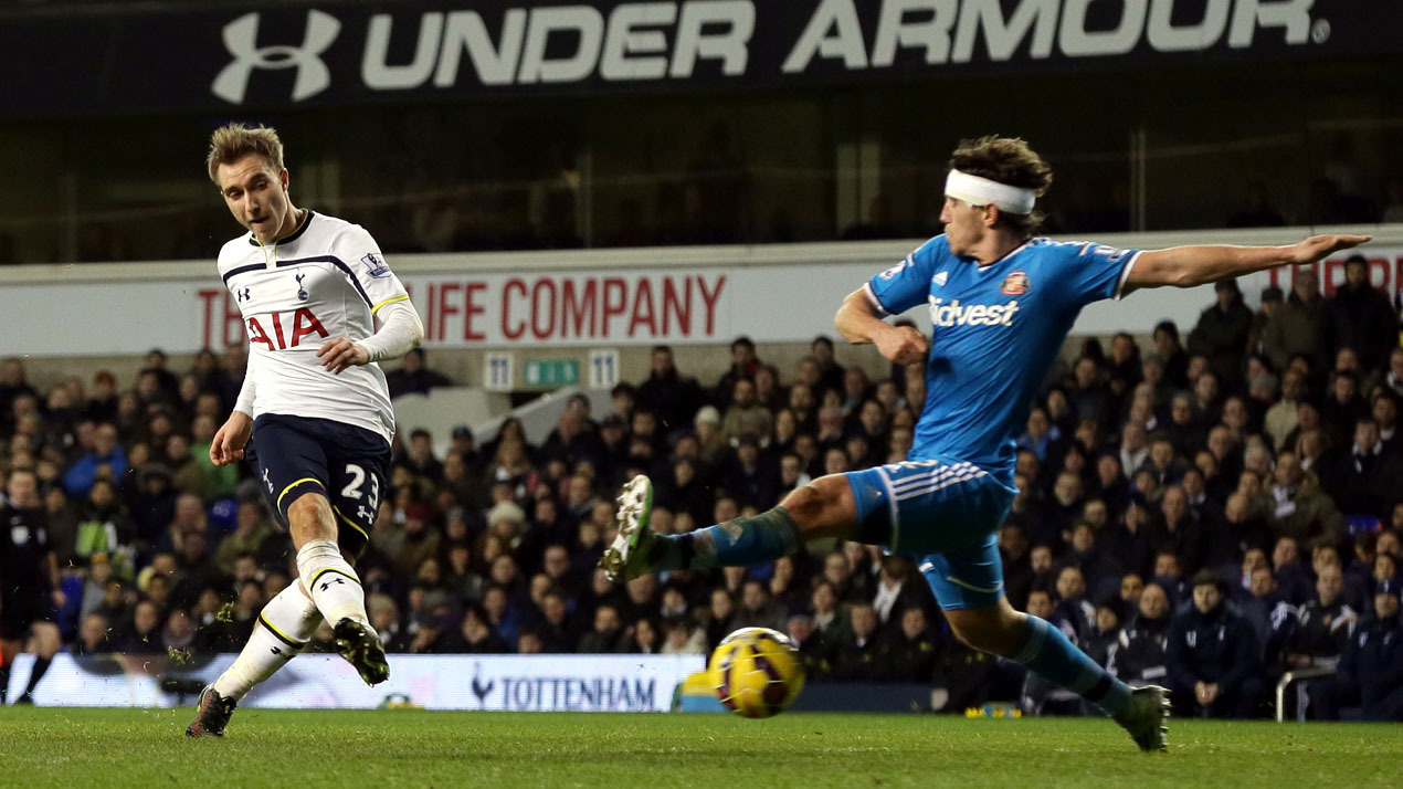 Dos oito gols de Eriksen, cinco deles decidiram o jogo para o Tottenham
