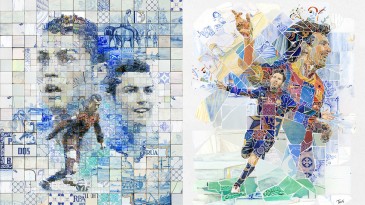 Confira uma galeria de mosaicos sensacionais de Cristiano Ronaldo e Messi