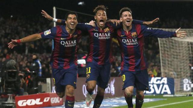 Su&aacute;rez, Neymar e Messi, do Barcelona