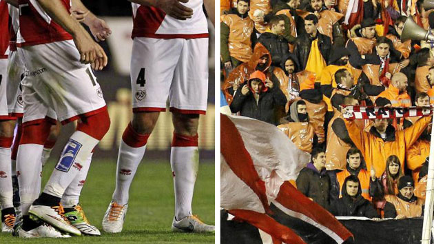 Jogadores do Rayo usaram cadar&ccedil;os laranjas para apoiar a pr&oacute;pria torcida