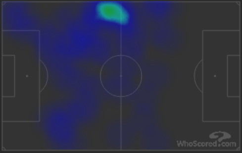 Mapa de calor de De Bruyne no 5 a 3 sobre o Werder Bremen