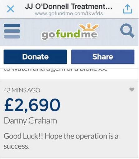 Registro da doa&ccedil;&atilde;o de Danny Graham