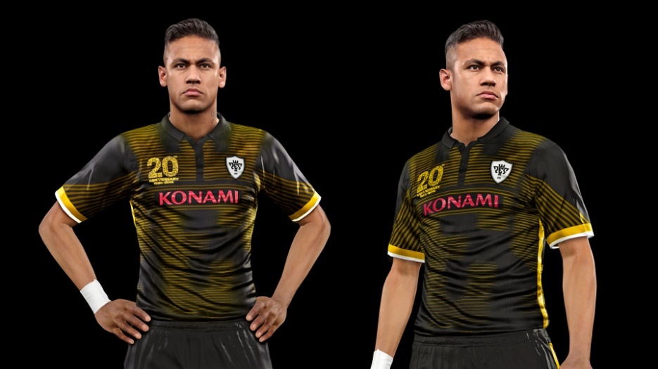 Neymar com a camisa de 20 anos do PES 