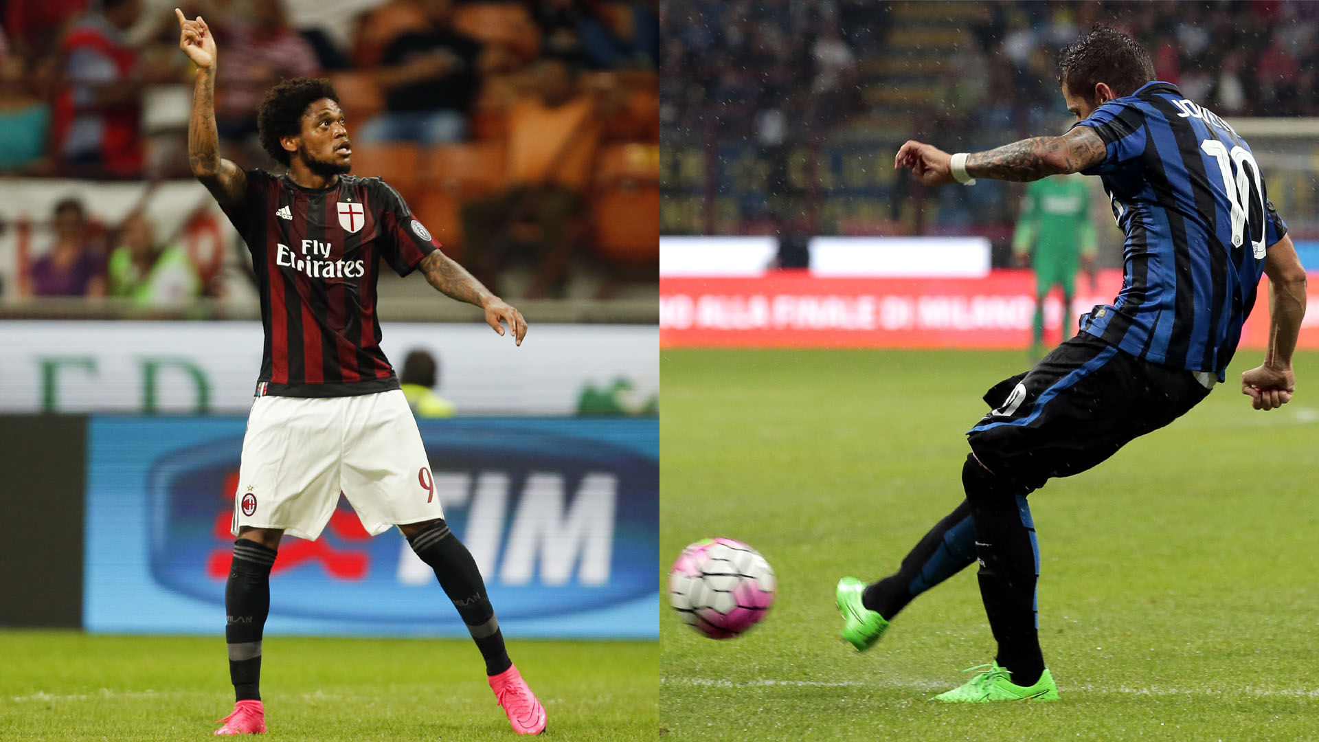 Luiz Adriano, do Milan, e Jovetic, da Inter (Foto: AP)