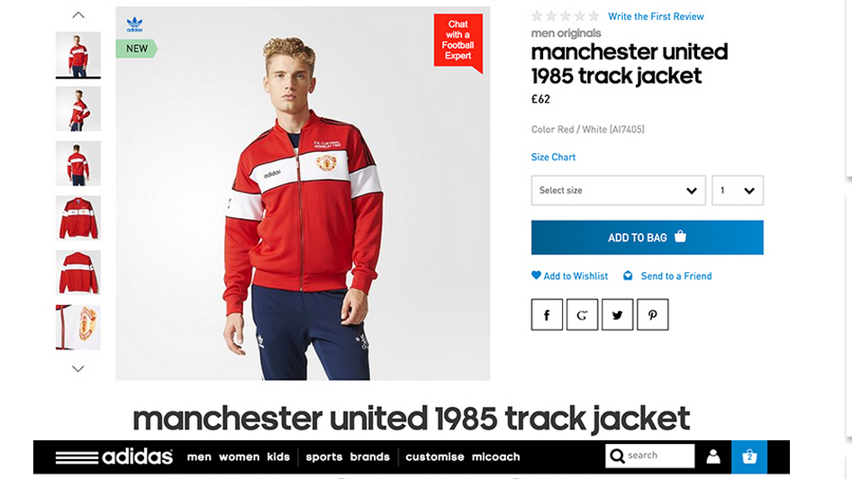 Adidas lan&ccedil;a linha retr&ocirc; do Manchester United com modelo vestindo shorts do Chelsea