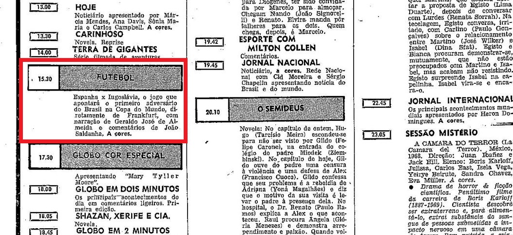 o globo - espanha x iugosl&aacute;via - 1974