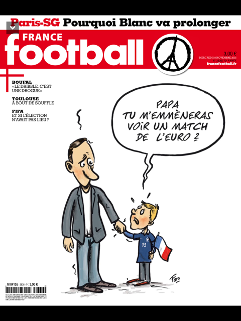 Capa da revista France Football que trata dos atentados em Paris