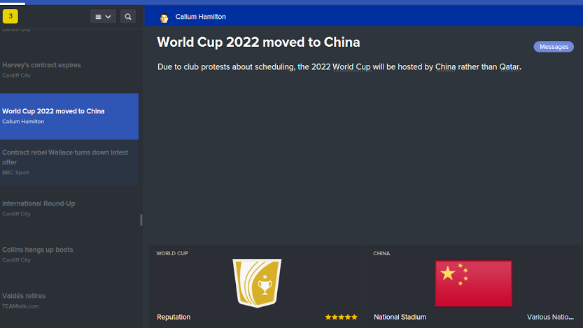 No Football Manager 2016, o Catar pode perder o direito de sediar a Copa do Mundo de 2022