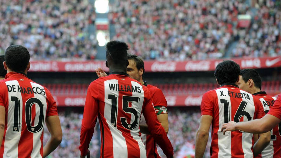 I&ntilde;aki Williams marcou um gol espetacular na vit&oacute;ria do Athletic em San Mam&eacute;s