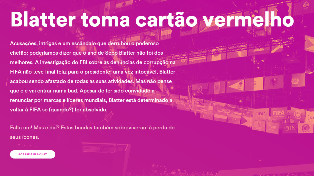 At&eacute; o Spotify falou sobre a crise na Fifa (e Blatter) na retrospectiva de 2015