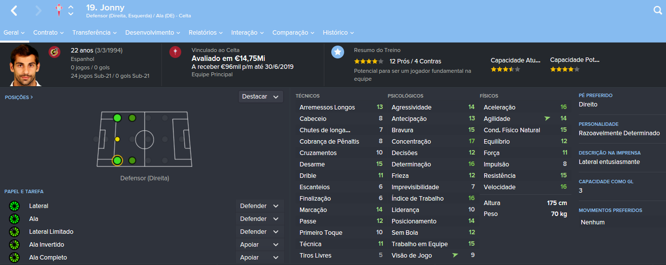 O lateral Jonny, que fez 11 assist&ecirc;ncias durante a temporada