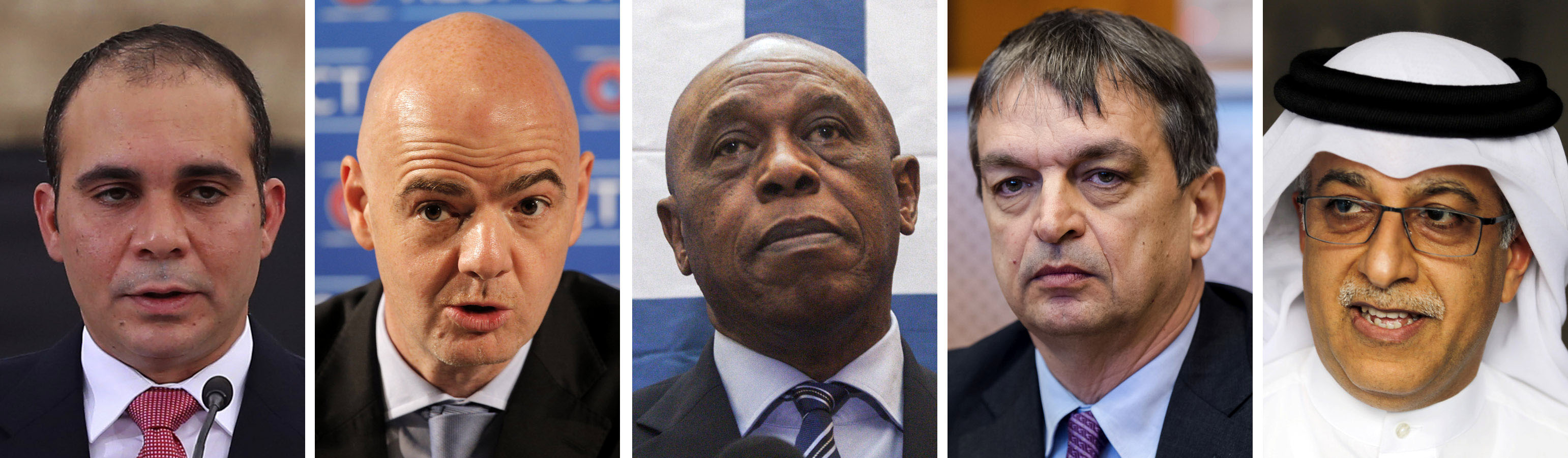 Os cinco candidatos a presidente da Fifa (AP Photo/File)
