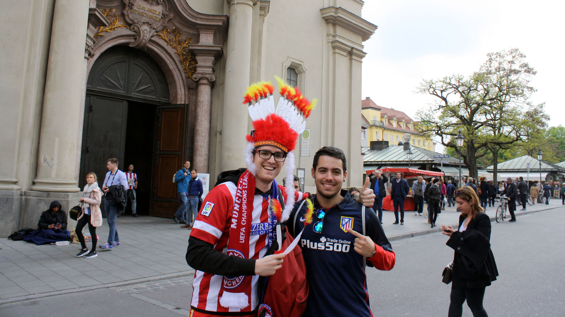Torcedores do Atl&eacute;tico de Madrid em Munique (Foto: Estela Suganuma/Trivela)
