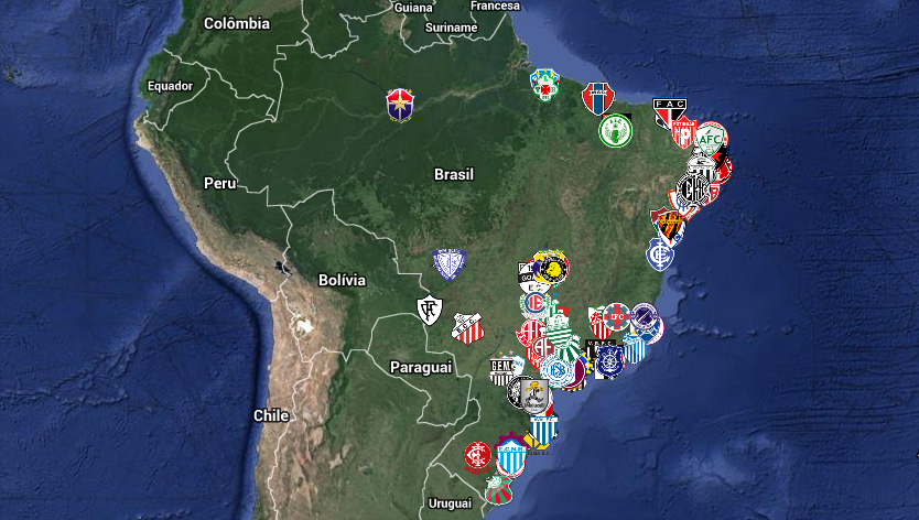 Viaje neste mapa com todos os clubes da hist&oacute;ria do Brasileir&atilde;o &ndash; e das quatro divis&otilde;es