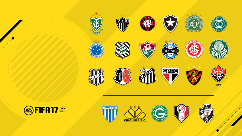 FIFA 17 ter&aacute; 23 clubes brasileiros, com 18 da S&eacute;rie A e cinco da S&eacute;rie B