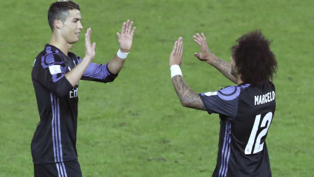 Cristiano Ronaldo e Marcelo (Foto: AP)