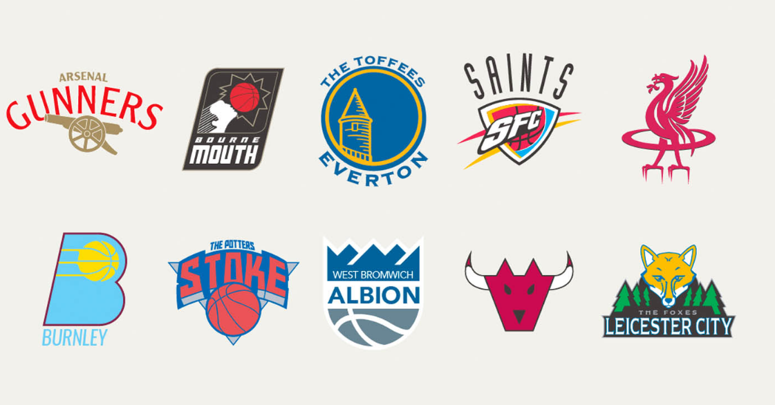 Este &eacute; o resultado da fus&atilde;o entre os s&iacute;mbolos da NBA e os clubes da Premier League