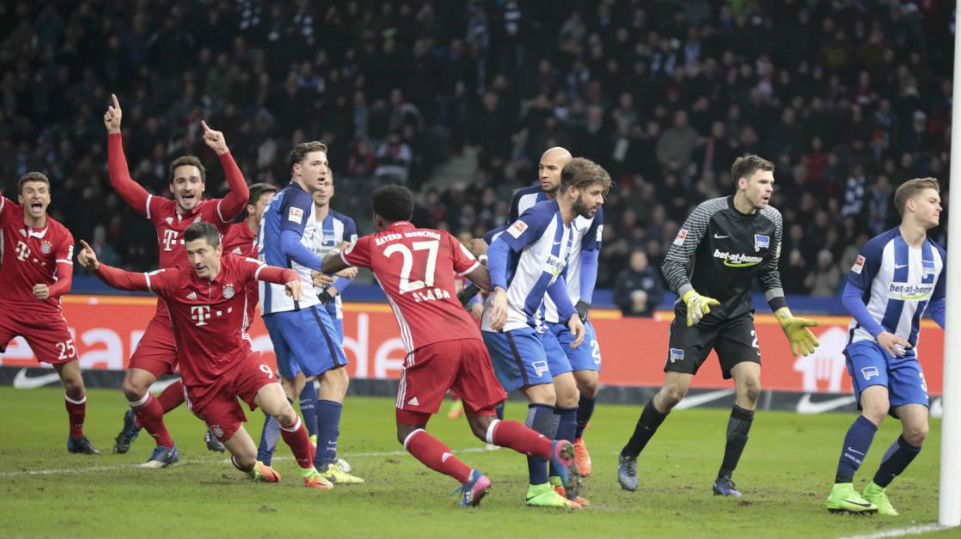 O Bayern insistiu at&eacute; o &uacute;ltimo segundo para sair de Berlim com o empate contra o Hertha