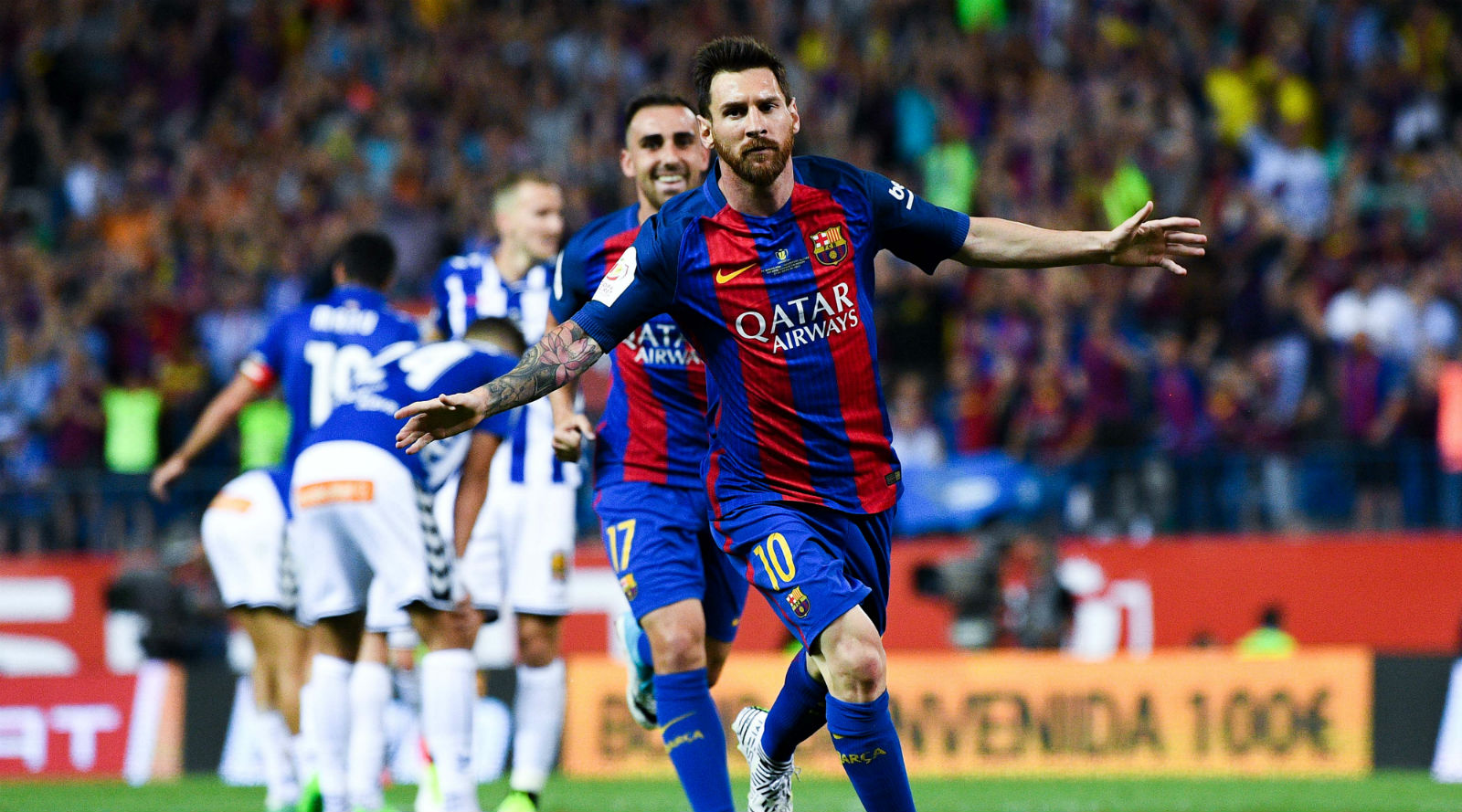 O Alav&eacute;s lutou e sonhou, mas n&atilde;o p&ocirc;de com Messi, dando o tri da Copa do Rei ao Barcelona