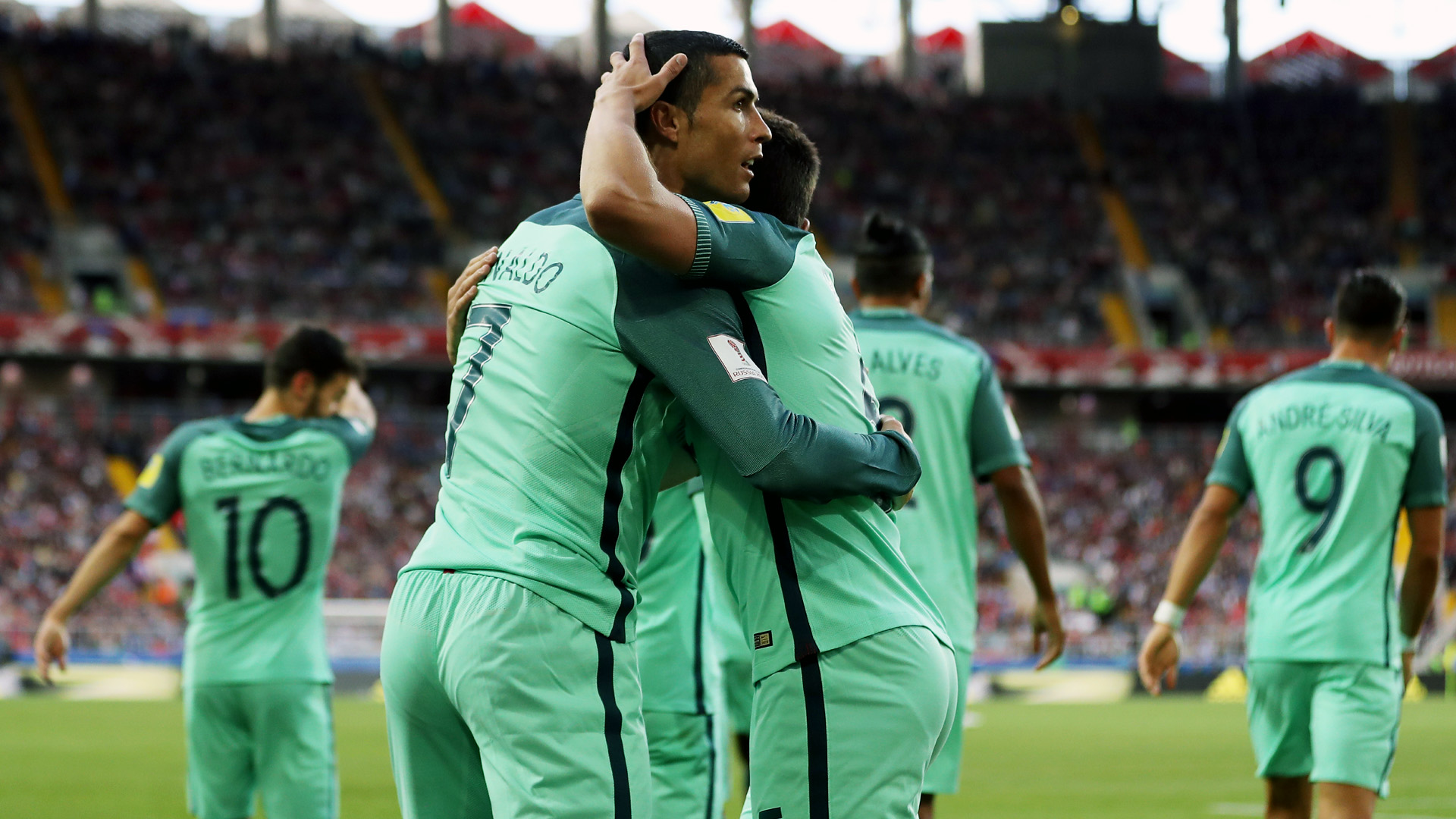 Cristiano Ronaldo comemora (Photo by Francois Nel/Getty Images)