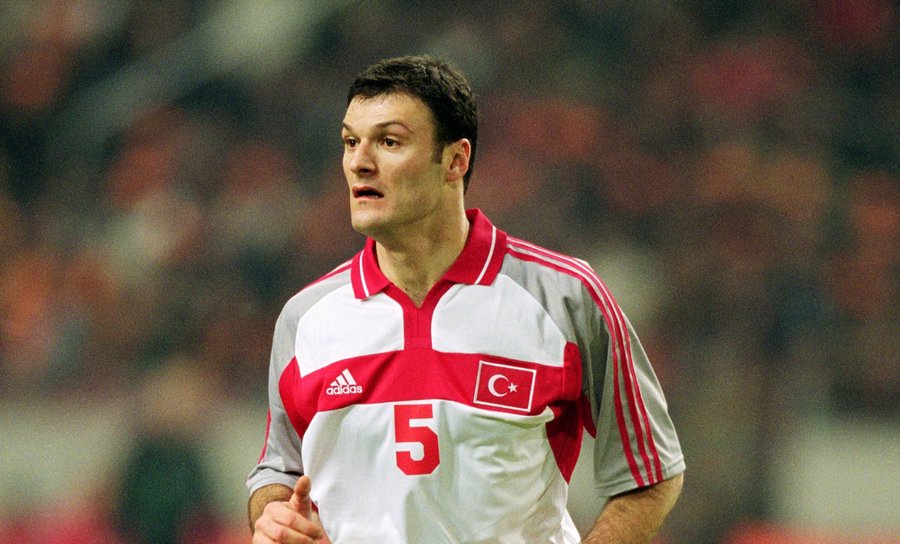 27 Feb 2001: Alpay Ozalan of Turkey in action during the International Friendly match against Holland played at the Amsterdam ArenA, in Amsterdam, Holland. The match ended in a 0-0 draw. Mandatory Credit: Steve Bardens /Allsport