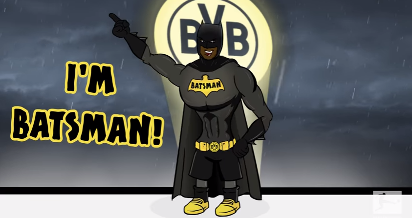 Em cartoon genial, a Bundesliga apresenta o novo her&oacute;i de Dortmund: Batsman