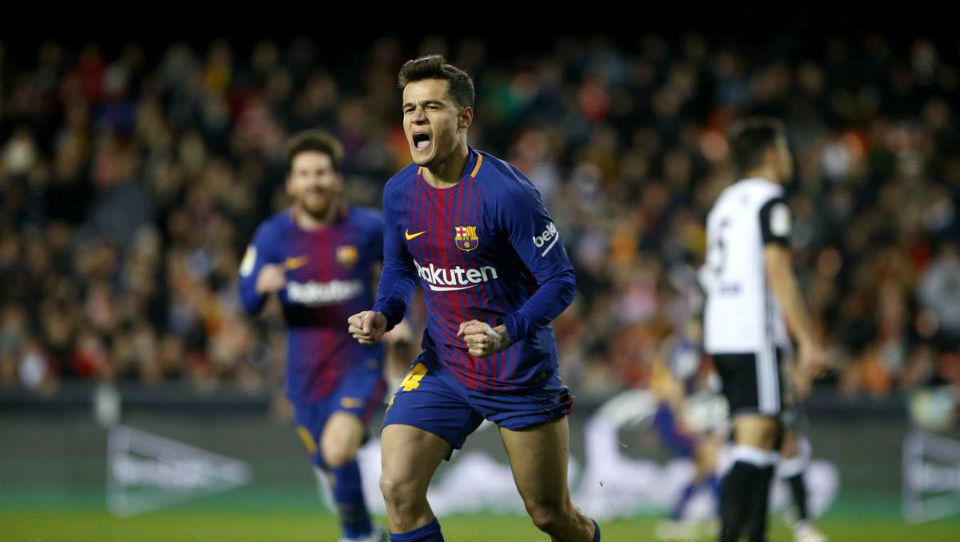 Coutinho marcou seu primeiro gol e o Bar&ccedil;a vai &agrave; quinta final seguida na Copa do Rei