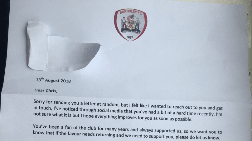 Ao descobrir luta de torcedor contra a depress&atilde;o, Barnsley envia carta oferecendo apoio