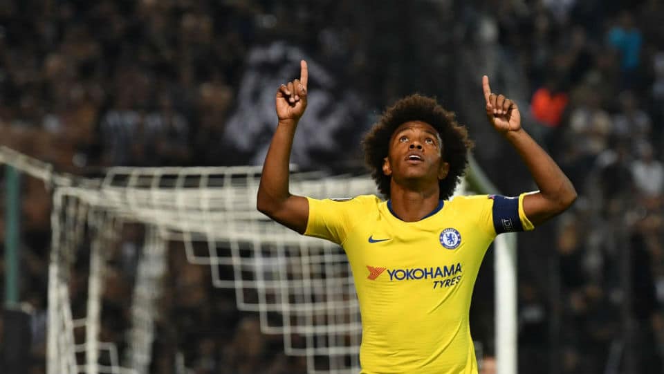 O Chelsea deu uma aula de troca de passes no gol de Willian, pela Liga Europa