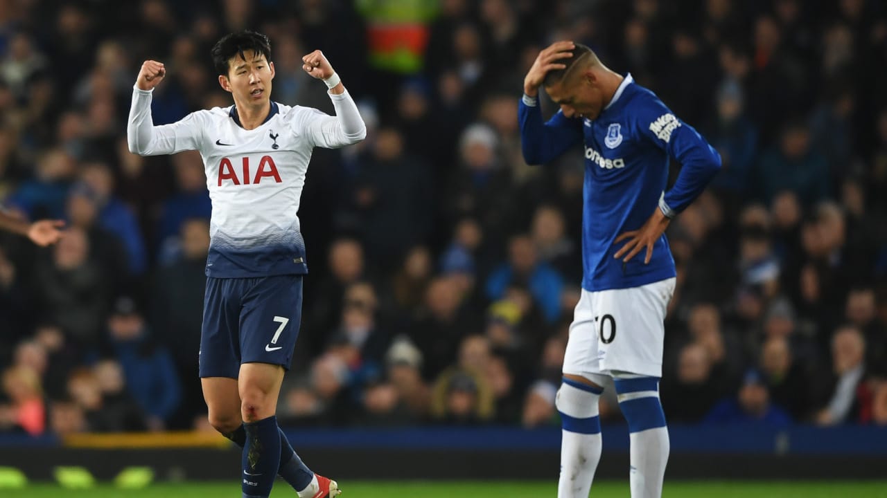 Comandado por Son, Tottenham foi um trator para virar e golear o Everton no Goodison Park