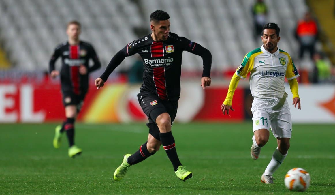 Na goleada do classificado Leverkusen, Paulinho anotou seu primeiro gol pelo clube