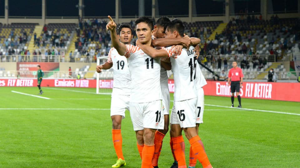 O lend&aacute;rio Sunil Chhetri liderou a &Iacute;ndia em sua primeira vit&oacute;ria na Copa da &Aacute;sia desde 1964